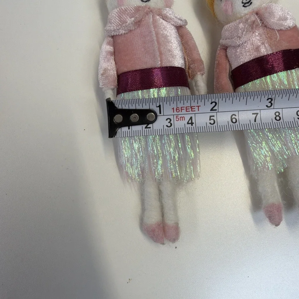 Wondershop Target Set/2 Ornaments Girl Blonde Ballerina Iridescent Pink Felt